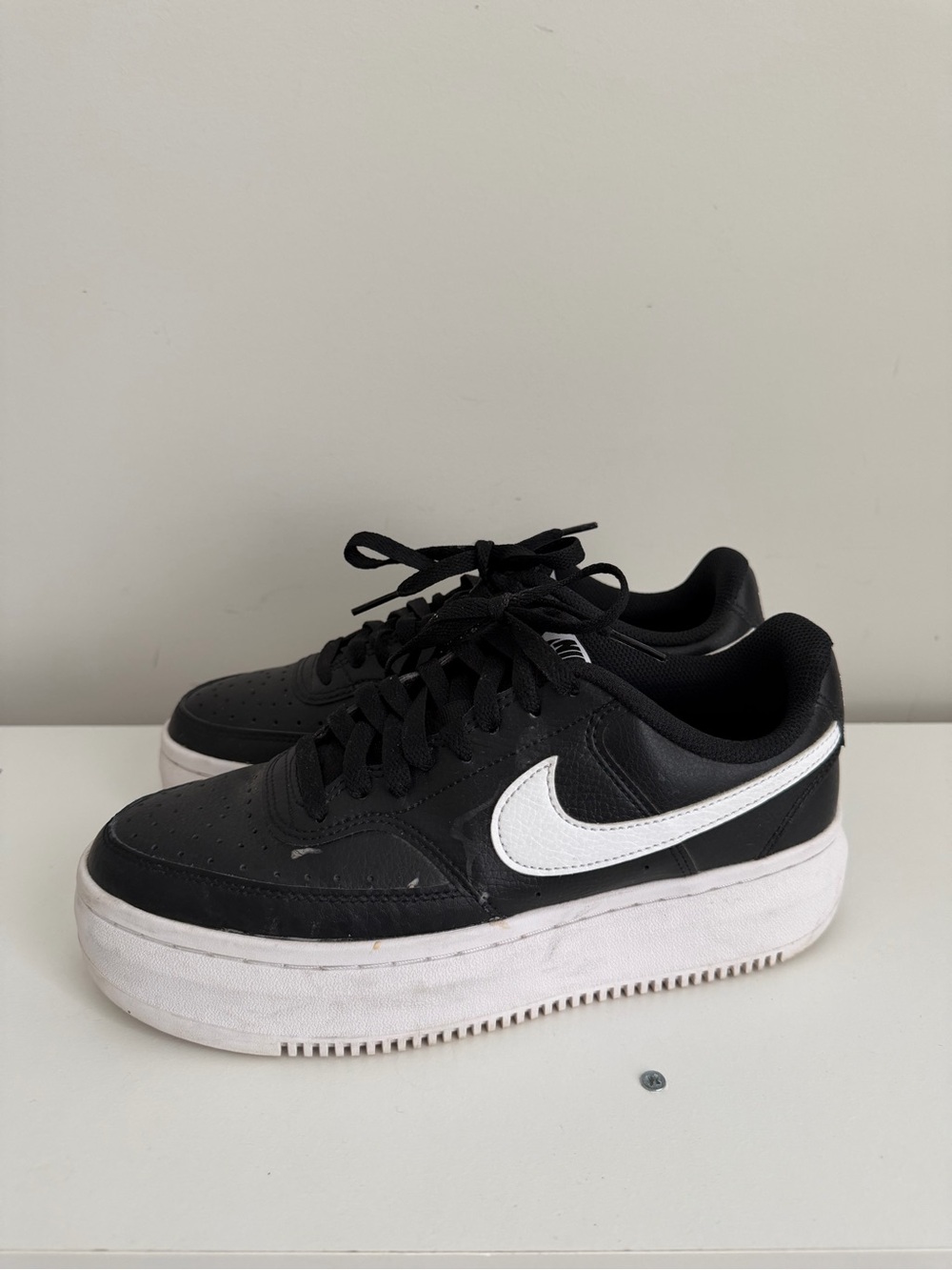 Nike Black and White Womens Platform Low-Top Sneakers